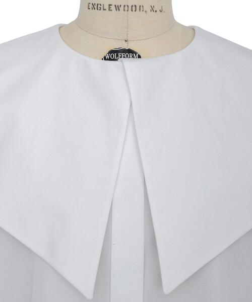 Drawer(ドゥロワー)の「<Drawer(ドゥロワー)> コットンビックカラー比翼ブラウス(シャツ/ブラウス・レディース・ホワイト/ネイビー・38/36)」の7枚目の写真