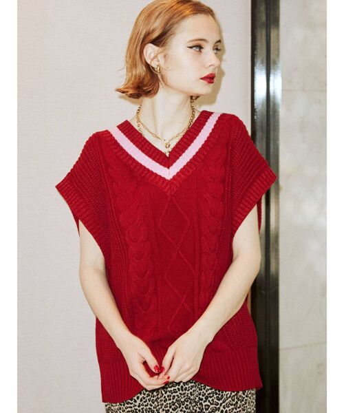 jouetie(ジュエティ)の「ルーズニットベスト(ベスト・レディース・ブラック/レッド/グリーン/ベージュ・MEDIUM)」の14枚目の写真