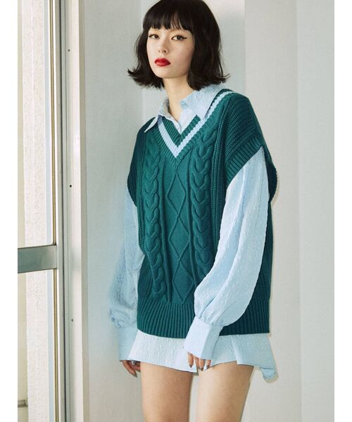 jouetie(ジュエティ)の「ルーズニットベスト(ベスト・レディース・ブラック/レッド/グリーン/ベージュ・MEDIUM)」の19枚目の写真