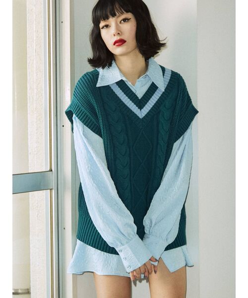 jouetie(ジュエティ)の「ルーズニットベスト(ベスト・レディース・ブラック/レッド/グリーン/ベージュ・MEDIUM)」の3枚目の写真