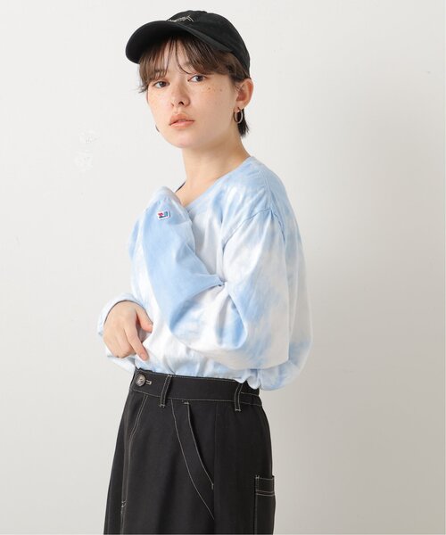 DOUBLE NAME（ダブルネーム）の「RUSSELL ATHLETIC×DOUBLE NAMEタイダイ染めロンTEE（Tシャツ/カットソー・レディース・イエロー/スミクロ/サックスブルー/パープル・FREE）」の8枚目の写真