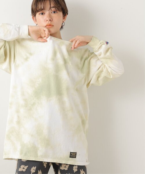 DOUBLE NAME（ダブルネーム）の「RUSSELL ATHLETIC×DOUBLE NAMEタイダイ染めロンTEE（Tシャツ/カットソー・レディース・イエロー/スミクロ/サックスブルー/パープル・FREE）」の15枚目の写真