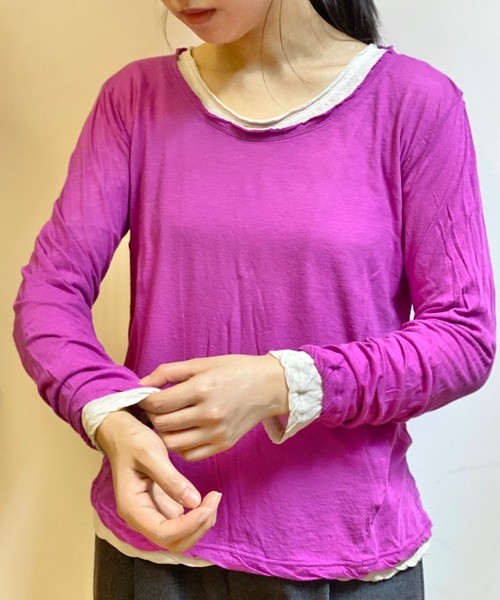 Plantation(プランテーション)の「エジプトコットン(Tシャツ/カットソー・レディース・ダークグレー/ベビーピンク/グリーン/ライトピンク/ライトブルー・M size)」の8枚目の写真