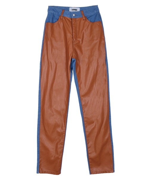 VIAVANDA（ヴィアヴァンダ）の「Leather Bicolor Denim（デニムパンツ・レディース・ブラック/ブラウン・SMALL/MEDIUM）」の2枚目の写真
