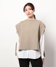 NICOLE white | ニットベスト×バンドカラーブラウスＳＥＴ(ベスト)