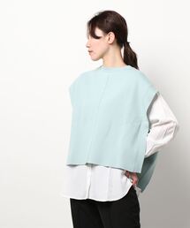 NICOLE white | ニットベスト×バンドカラーブラウスＳＥＴ(ベスト)