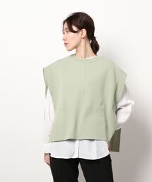 NICOLE white | ニットベスト×バンドカラーブラウスＳＥＴ(ベスト)