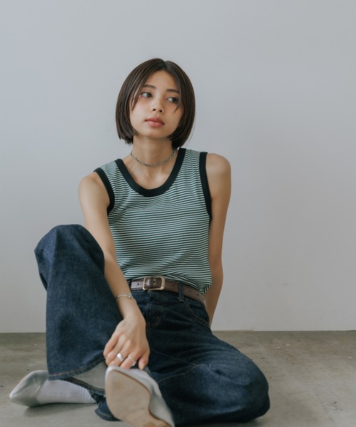 MILLER（ミラー）の「R.P.miller/ミラー TANK TOPS インナー タンクトップ ボーダー 2026新作　再入荷（タンクトップ・レディース・ホワイト/グリーン/ブラウン/オレンジ/ホワイト×ネイビー/グレー/オレンジ系その他/モカ/イエロー/レッド・FREE）」の19枚目の写真