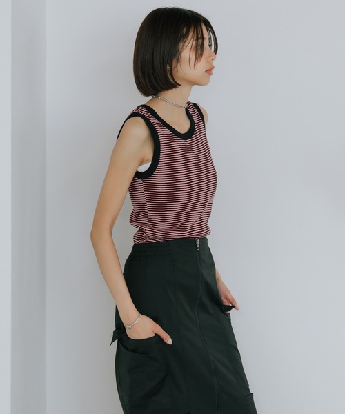 MILLER（ミラー）の「R.P.miller/ミラー TANK TOPS インナー タンクトップ ボーダー 2026新作　再入荷（タンクトップ・レディース・ホワイト/グリーン/ブラウン/オレンジ/ホワイト×ネイビー/グレー/オレンジ系その他/モカ/イエロー/レッド・FREE）」の14枚目の写真