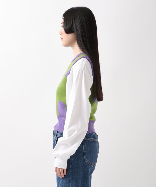 WONDER VISITOR（ワンダービジター）の「WONDER VISITOR／Flower Knit vest 2276921（ベスト・レディース・ブラック/グリーン・FREE）」の9枚目の写真