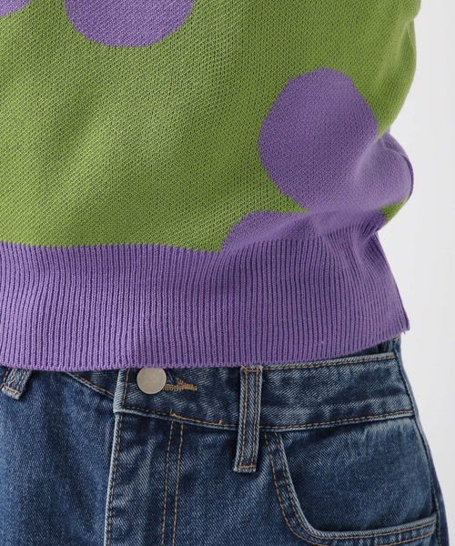 WONDER VISITOR（ワンダービジター）の「WONDER VISITOR／Flower Knit vest 2276921（ベスト・レディース・ブラック/グリーン・FREE）」の13枚目の写真