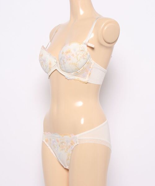 AMOSTYLE BY Triumph（アモスタイルバイトリンプ）の「背中すっきりブラ＆ショーツセット ラインドローイングフラワー【B,C,Dカップ】AMST260 WHU + Mini JX（ブラ&ショーツ・レディース・パープル/オレンジ/ホワイト・C70/D70/B75/B70/D65/C65/B65/D75/C75）」の12枚目の写真