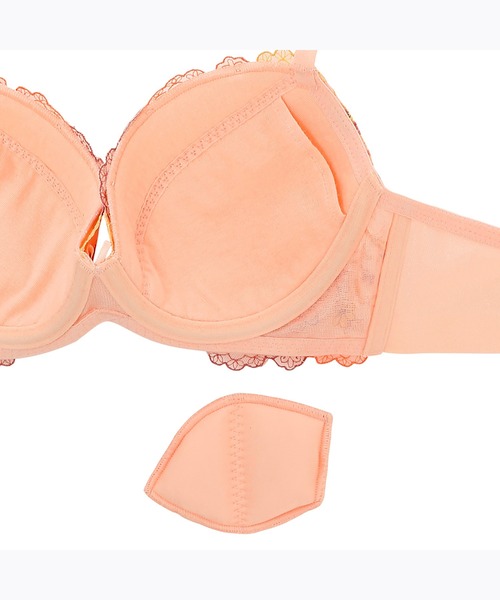 AMOSTYLE BY Triumph（アモスタイルバイトリンプ）の「背中すっきりブラ＆ショーツセット ラインドローイングフラワー【B,C,Dカップ】AMST260 WHU + Mini JX（ブラ&ショーツ・レディース・パープル/オレンジ/ホワイト・C70/D70/B75/B70/D65/C65/B65/D75/C75）」の10枚目の写真