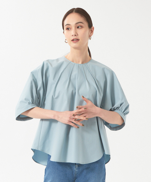 qualite（カリテ）の「【WEB・一部店舗限定】フォルム5分袖ブラウス（シャツ/ブラウス・レディース・サックスブルー/ホワイト/カーキ・フリー）」の3枚目の写真