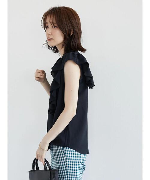 Green　Parks（グリーンパークス）の「・furry rate フリルショルダーブラウス（シャツ/ブラウス・レディース・グリーン/ベージュ/ブラック・FREE）」の7枚目の写真