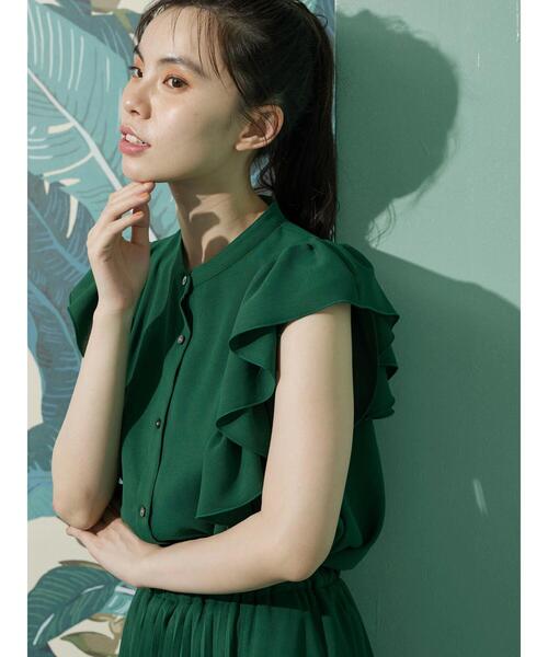 Green　Parks（グリーンパークス）の「・furry rate フリルショルダーブラウス（シャツ/ブラウス・レディース・グリーン/ベージュ/ブラック・FREE）」の12枚目の写真