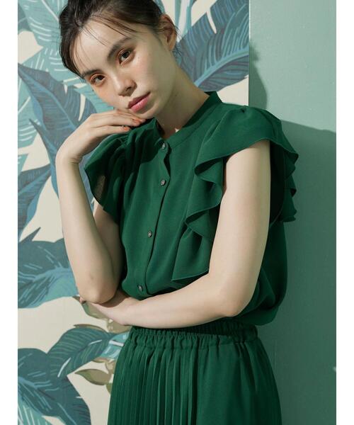Green　Parks（グリーンパークス）の「・furry rate フリルショルダーブラウス（シャツ/ブラウス・レディース・グリーン/ベージュ/ブラック・FREE）」の13枚目の写真