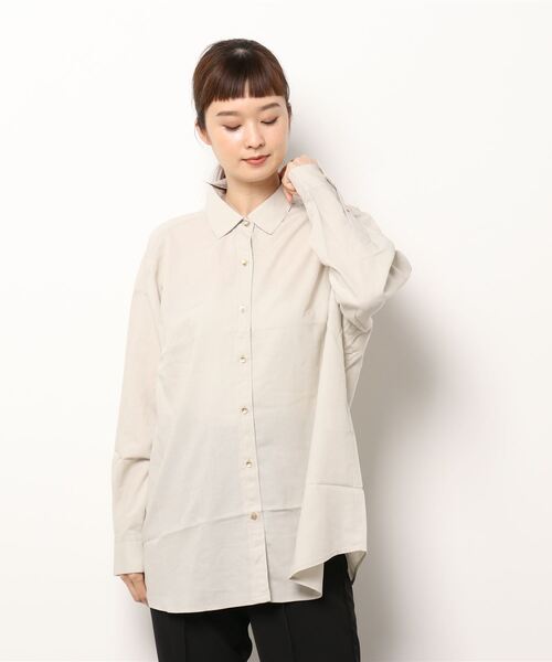 Te chichi（テチチ）の「レーヨンリネンレギュラーカラーシャツ（シャツ/ブラウス・レディース・ネイビー/グリーン/ライトベージュ・ﾌﾘ-）」の7枚目の写真