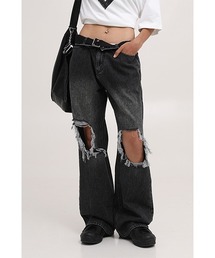 【MASONPRINCE】Semi-flared knee damage processing denim pants NZK6080