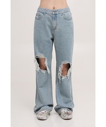 【MASONPRINCE】Semi-flared knee damage processing denim pants NZK6080