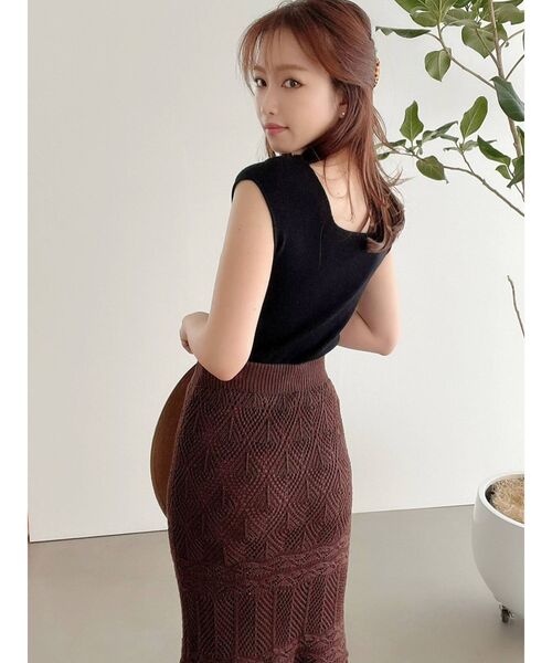 RESEXXY（リゼクシー）の「スクエアニットトップス（ニット/セーター・レディース・オフホワイト/ブラック/ピンク/ベージュ・FREE）」の17枚目の写真