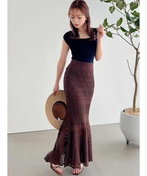 RESEXXY（リゼクシー）の「スクエアニットトップス（ニット/セーター・レディース・オフホワイト/ブラック/ピンク/ベージュ・FREE）」の20枚目の写真