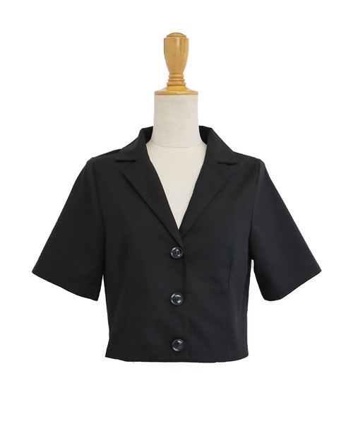 BLUEEAST（ブルーイースト）の「半袖リネンショートジャケット（テーラードジャケット・レディース・ブラック/ベージュ/モカ・MEDIUM）」の18枚目の写真