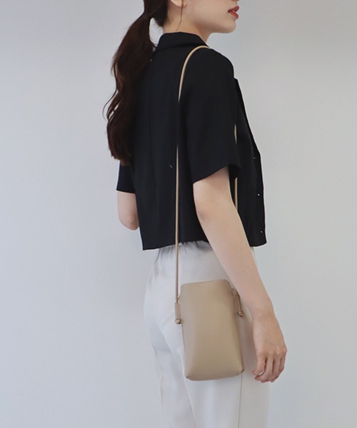 BLUEEAST（ブルーイースト）の「半袖リネンショートジャケット（テーラードジャケット・レディース・ブラック/ベージュ/モカ・MEDIUM）」の6枚目の写真