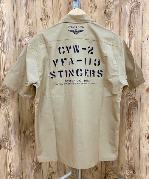 AVIREX(アヴィレックス)の「NAVAL WORK SHIRT 半袖(シャツ/ブラウス・メンズ・ホワイト/ベージュ/ネイビー・M/L/XXL/XL)」の1枚目の写真