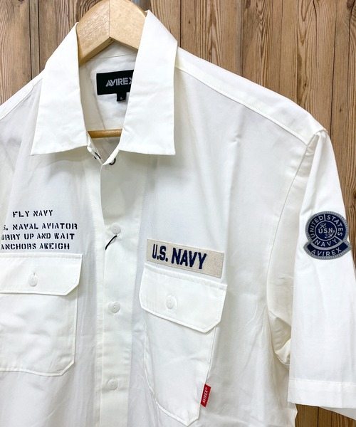 AVIREX(アヴィレックス)の「NAVAL WORK SHIRT 半袖(シャツ/ブラウス・メンズ・ホワイト/ベージュ/ネイビー・M/L/XXL/XL)」の5枚目の写真