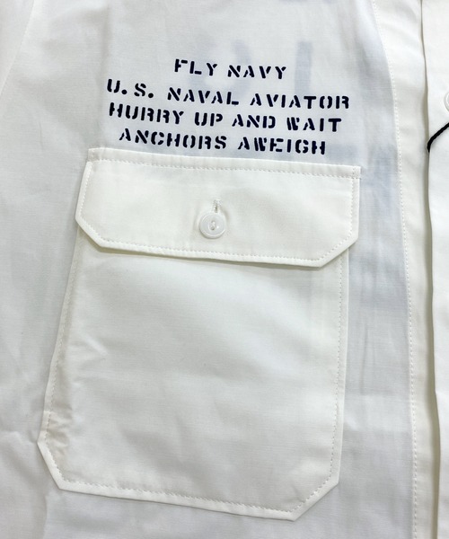 AVIREX(アヴィレックス)の「NAVAL WORK SHIRT 半袖(シャツ/ブラウス・メンズ・ホワイト/ベージュ/ネイビー・M/L/XXL/XL)」の9枚目の写真