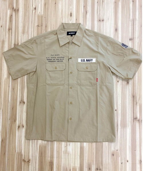 AVIREX(アヴィレックス)の「NAVAL WORK SHIRT 半袖(シャツ/ブラウス・メンズ・ホワイト/ベージュ/ネイビー・M/L/XXL/XL)」の14枚目の写真