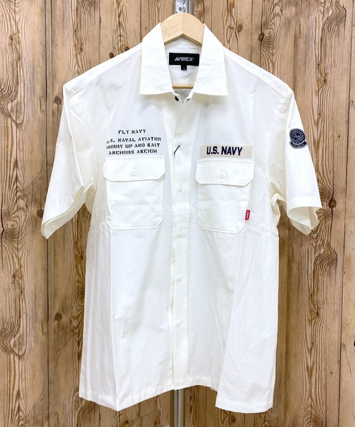 AVIREX(アヴィレックス)の「NAVAL WORK SHIRT 半袖(シャツ/ブラウス・メンズ・ホワイト/ベージュ/ネイビー・M/L/XXL/XL)」の4枚目の写真