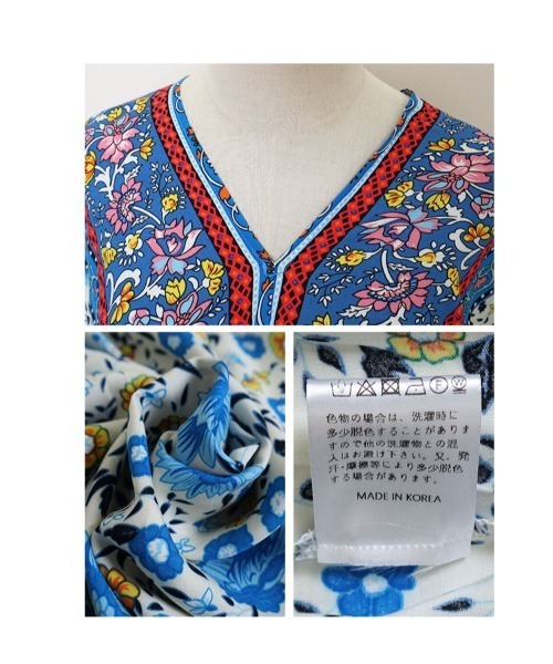 Sawa a la mode(サワアラモード)の「色鮮やかな花柄の北欧風ロングワンピース(ワンピース・レディース・ピンク/ブルー・FREE)」の21枚目の写真