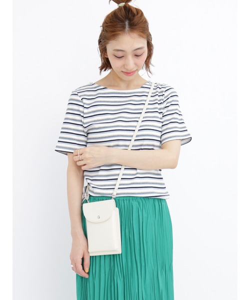 Lugnoncure（ルノンキュール）の「マルチボーダーリブトップス（Tシャツ/カットソー・レディース・オフホワイト/ネイビー/ブルー・ﾌﾘ-）」の2枚目の写真