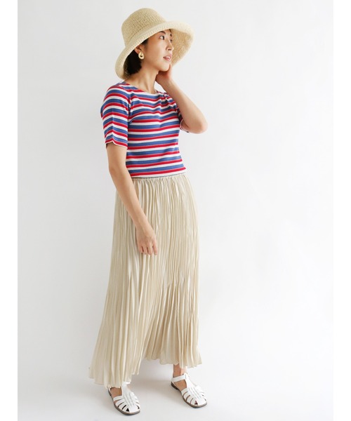 Lugnoncure（ルノンキュール）の「マルチボーダーリブトップス（Tシャツ/カットソー・レディース・オフホワイト/ネイビー/ブルー・ﾌﾘ-）」の14枚目の写真