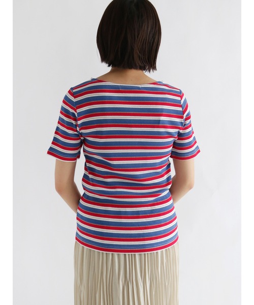 Lugnoncure（ルノンキュール）の「マルチボーダーリブトップス（Tシャツ/カットソー・レディース・オフホワイト/ネイビー/ブルー・ﾌﾘ-）」の11枚目の写真
