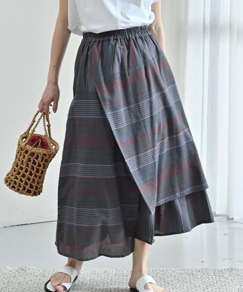 LUPILIEN（ルピリアン）の「Made in india 綿麻レーヨンスカート（スカート・レディース・チャコールグレー/オフホワイト・FREE）」の3枚目の写真