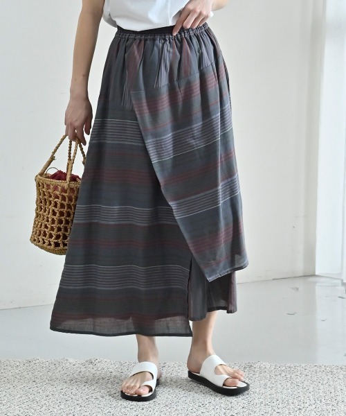 LUPILIEN（ルピリアン）の「Made in india 綿麻レーヨンスカート（スカート・レディース・チャコールグレー/オフホワイト・FREE）」の5枚目の写真