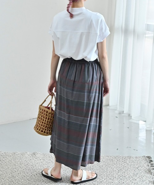 LUPILIEN（ルピリアン）の「Made in india 綿麻レーヨンスカート（スカート・レディース・チャコールグレー/オフホワイト・FREE）」の7枚目の写真