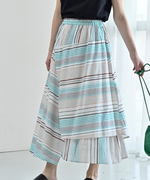 LUPILIEN（ルピリアン）の「Made in india 綿麻レーヨンスカート（スカート・レディース・チャコールグレー/オフホワイト・FREE）」の11枚目の写真