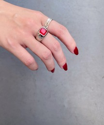 BROTHERHOOD（ブラザーフッド）の「【earyear】スクエアストーントップ ボリュームリング シルバー（リング）」