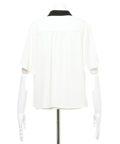 INGNI(イング)の「バイカラートロミ/フレア袖ブラウス(シャツ/ブラウス・レディース・ホワイト×ブラック/ブラック×ホワイト/ピンク系9/サックスブルー系・M)」の15枚目の写真