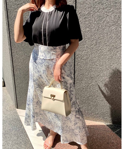 INGNI(イング)の「バイカラートロミ/フレア袖ブラウス(シャツ/ブラウス・レディース・ホワイト×ブラック/ブラック×ホワイト/ピンク系9/サックスブルー系・M)」の22枚目の写真