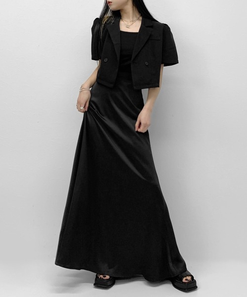 LVEU.（ラブユ.）の「Puff shoulder cropped double jacket / パフ 