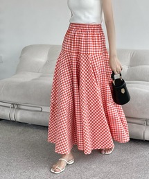 emi+ | カラーギンガムチェックマキシフレアスカート(スカート)
