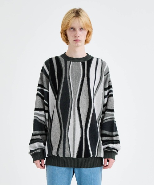 Children of the discordance(チルドレン オブ ザ ディスコ-ダンス)の「7G FEATHER STRIPE KNIT PULLOVER(ニット/セーター・メンズ・ベージュ/グレー・2/1/3)」の13枚目の写真