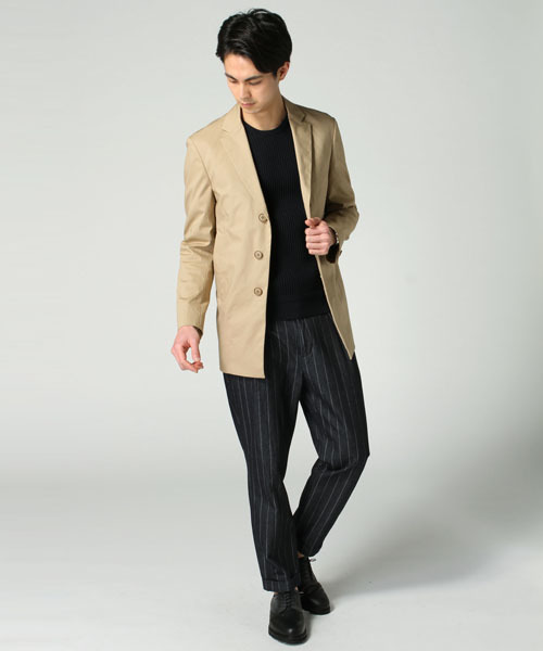 EDIFICE（エディフィス）の「◇ハイカウントギャバショートチェスター（チェスターコート・メンズ・ネイビー/ベージュ・50/44/48/46）」の2枚目の写真