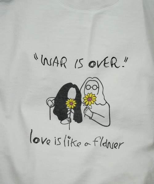 REMI RELIEF(レミレリーフ)の「REMI RELIEF(レミレリーフ) 別注ノンストレスBIGサイズクルースウェット(love is like a flower)(スウェット・メンズ・ブラック/オフホワイト・MEDIUM/LARGE/X-LARGE)」の8枚目の写真