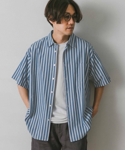 URBAN RESEARCH DOORS(アーバンリサーチドアーズ)の「ストライプレギュラーカラーショートスリーブシャツ(シャツ/ブラウス・メンズ・ブルー/グリーン系その他/ブルー系その他・MEDIUM/LARGE)」の12枚目の写真